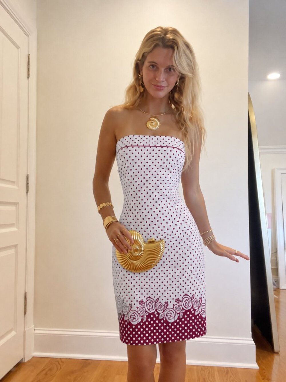 Y2K Polka Dot Mini Tube Dress Size Medium Sleeveless Party Club (m)